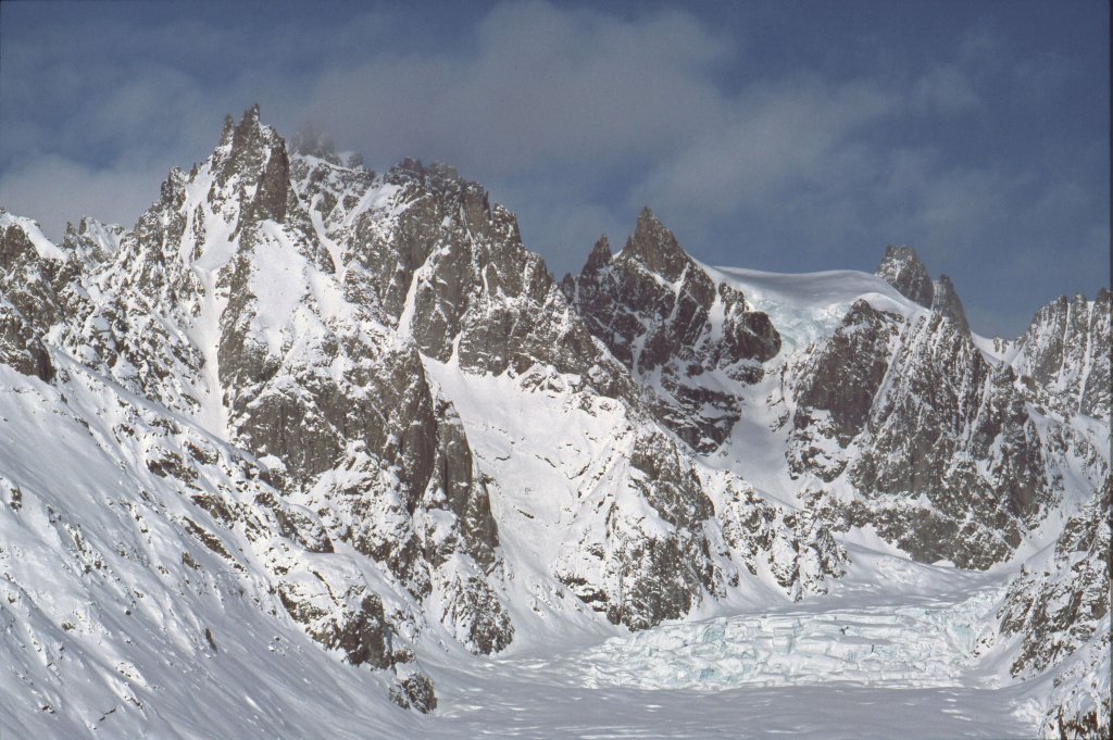Le Kirkbrae vu du glacier de Canta (Cantabrae). 20 avril 1984.