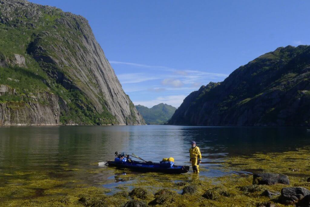 Le fond du Trollfjord et le camp 21 le 14 août 2016.