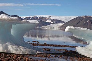 Le fjord Robertson et le glacier Meehan vus du camp C5 - 25 juillet 2017