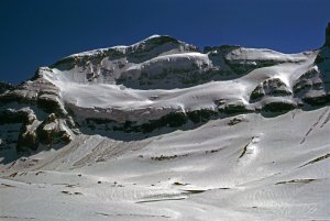 Au cours de l'étape T 28, la face nord du Mont-Perdu. Photo du 2 Mai 1975. En 2018, le glacier avait disparu !