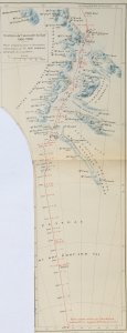 Carte extraite de l'édition originale française du livre de Shackleton "Au coeur de l'Antarctique" publié en 1910 (Cf bibliographie).